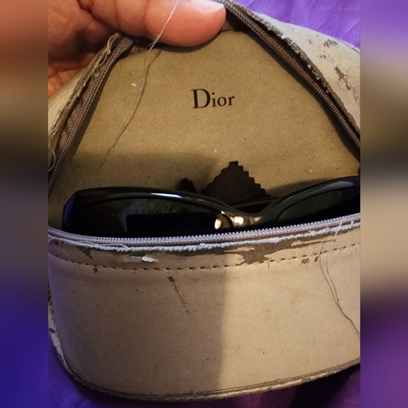 Christian Dior Y2K Sunglasses Black Logo Diamond Crystals Rectangle - Picture 13 of 14